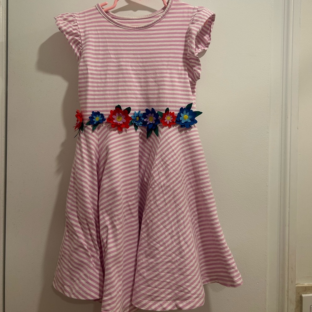 Mini Boden Pink and White Striped dress